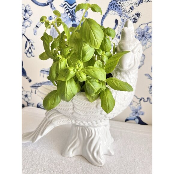 White COCKATOO Planter Vase 11.5"L x 5.5"W x 14"H Gloss Glazed Ceramic Pottery - Picture 14 of 14